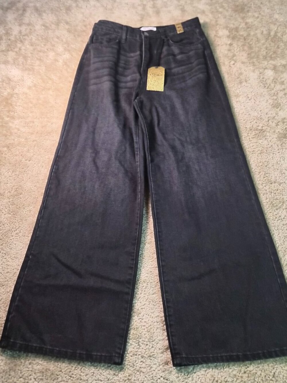 Vibrant MIU Jeans Wide Leg Womens Juniors Size 11 29 Black Boho Baggy NWT F831